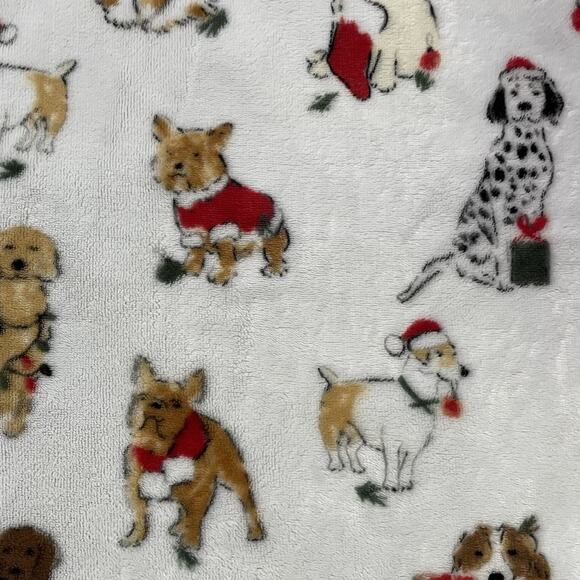 Members Mark Christma Dogs Throw Blanket 62"x70" Fleece Pug Dalmation Terrier - Picture 4 of 6